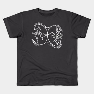 Four Interlaced Horses - White Kids T-Shirt